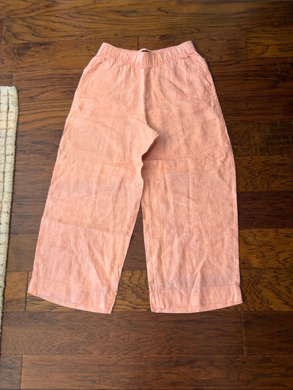 Tahari Peach Wide-Leg Linen Blend Pants